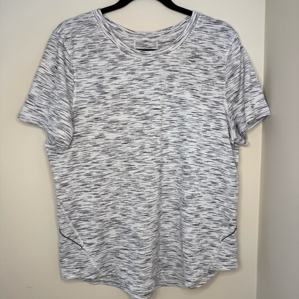 Lululemon Long Distance Short Sleeve – Tiger Space Dye Black/White, Size 12 - Picture 1 of 4